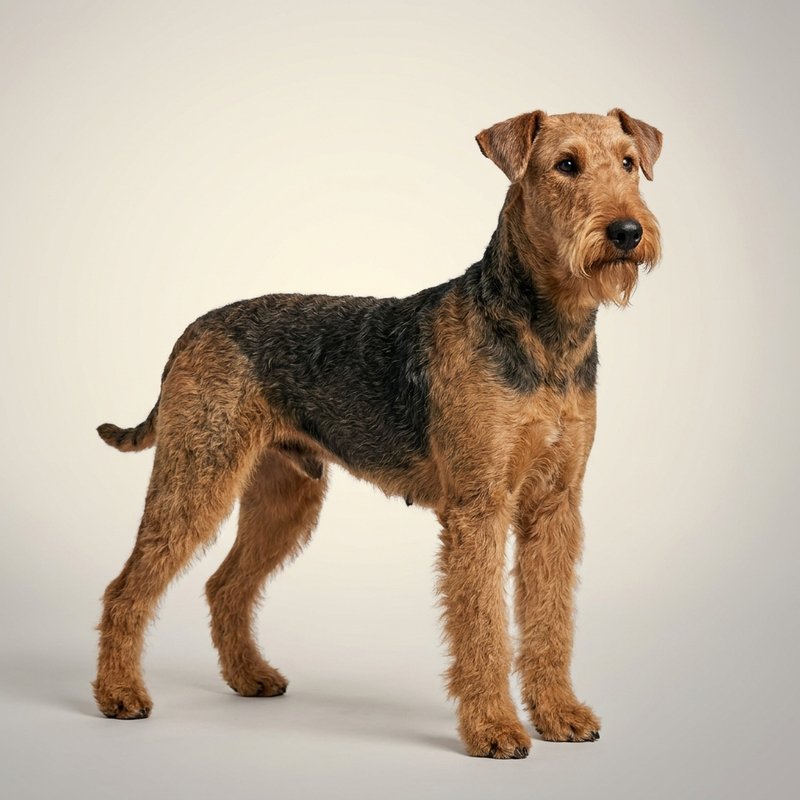 "Airedale Terrier studio portrait"