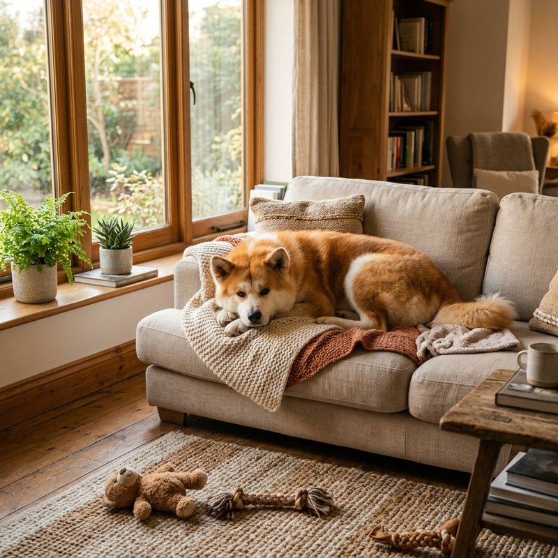 "Akita at home"