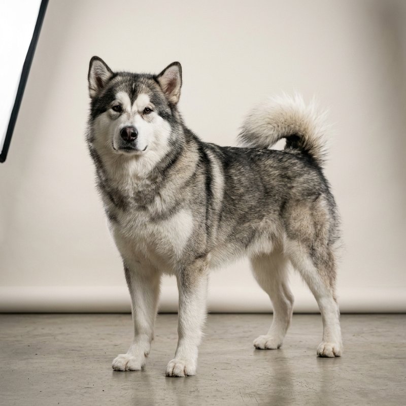 "Alaskan Malamute studio portrait"