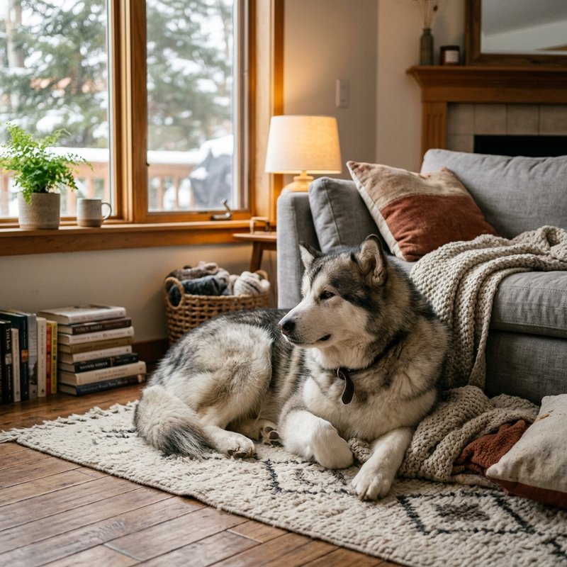 "Alaskan Malamute at home"