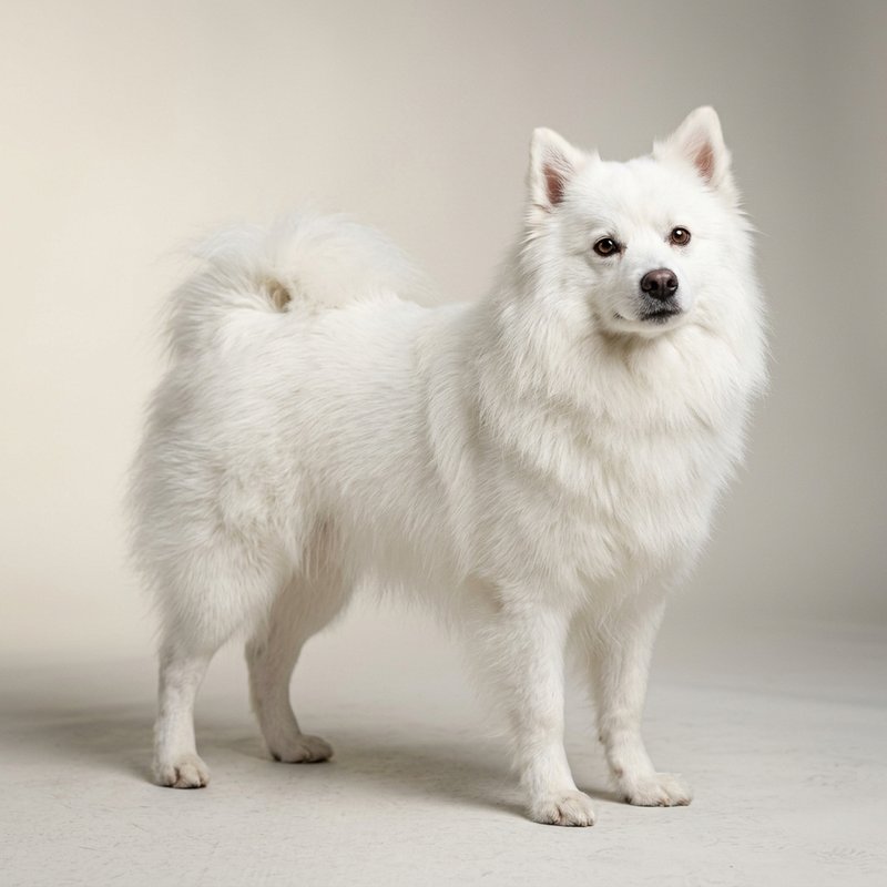 "American Eskimo Dog studio portrait"