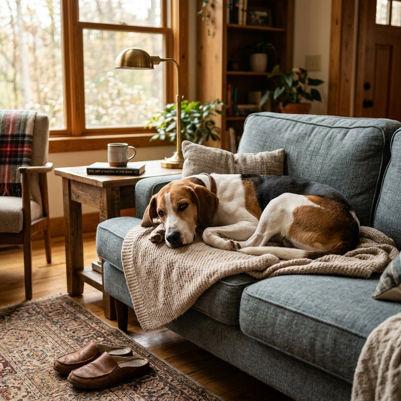 "American Foxhound at home"