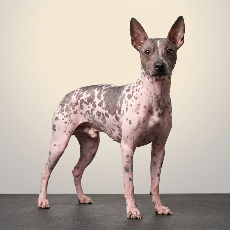 "American Hairless Terrier studio portrait"