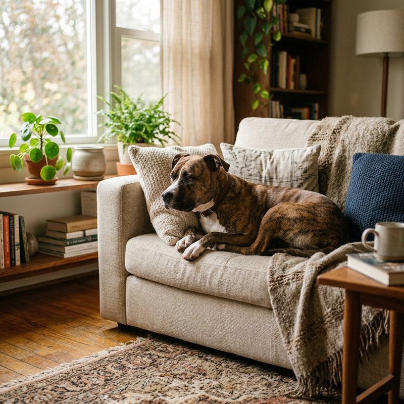 "American Staffordshire Terrier at home"
