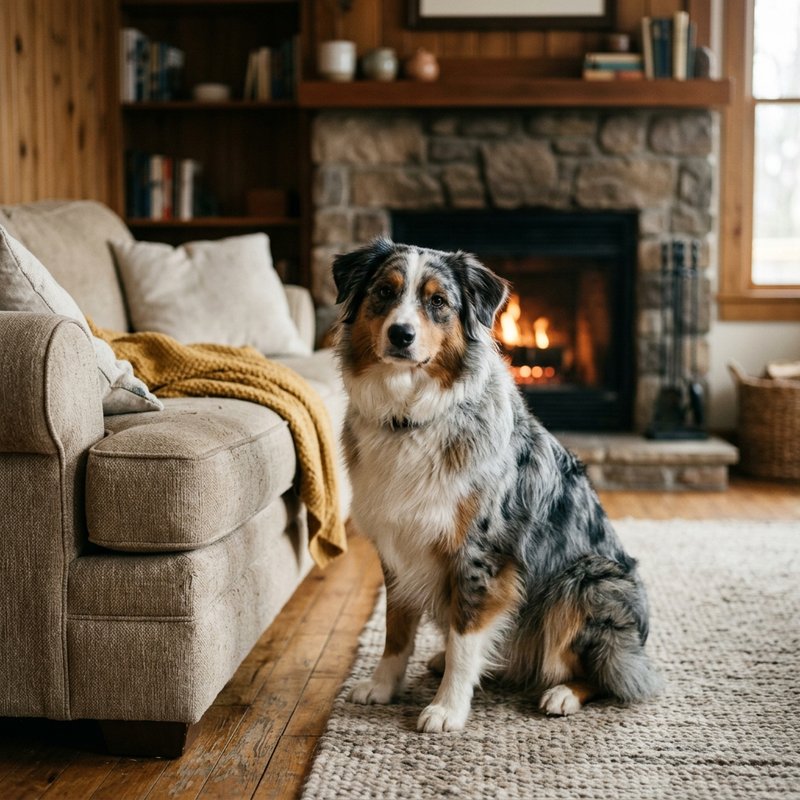 "Australian Shepherd at home"