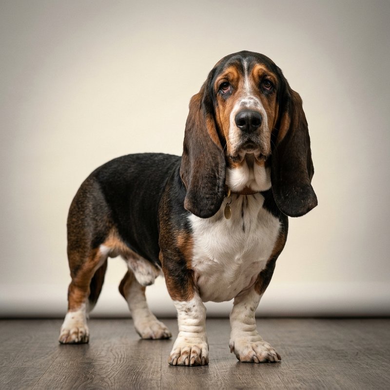 "Basset Hound studio portrait"