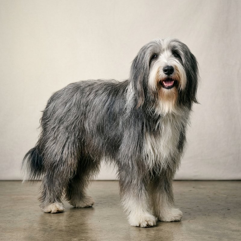 "Bearded Collie studio portrait"