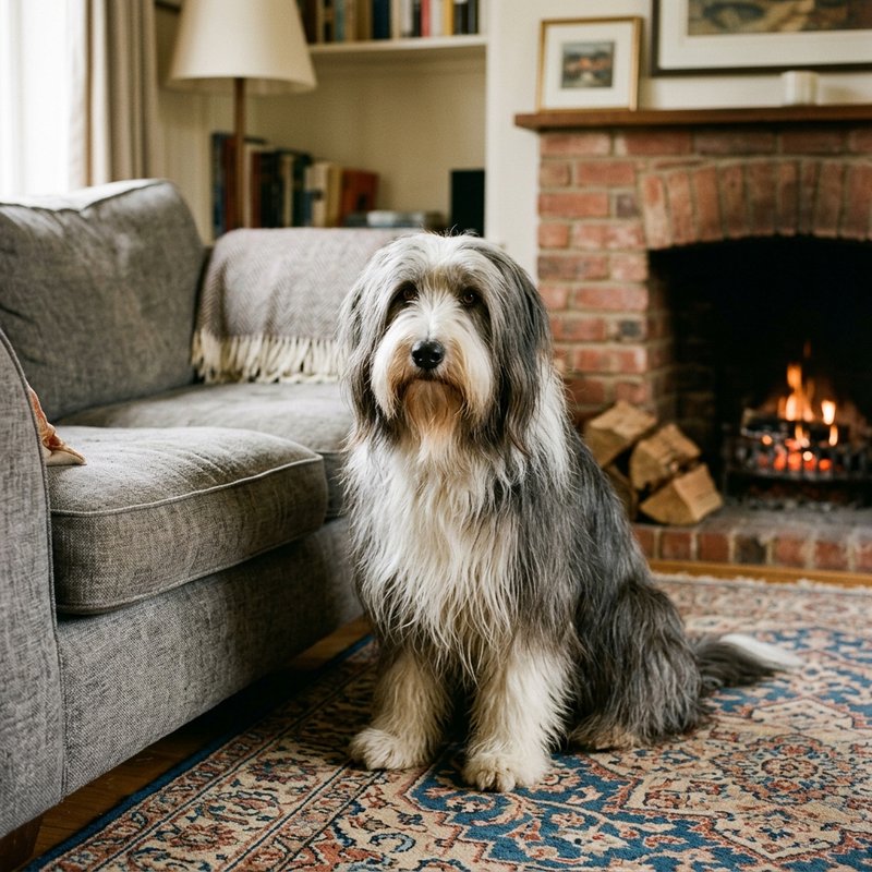 "Bearded Collie at home"