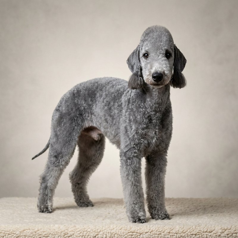 "Bedlington Terrier studio portrait"