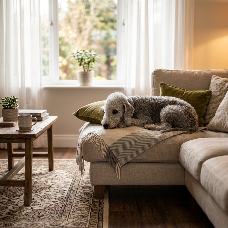 "Bedlington Terrier at home"