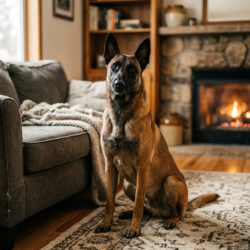 "Belgian Malinois at home"