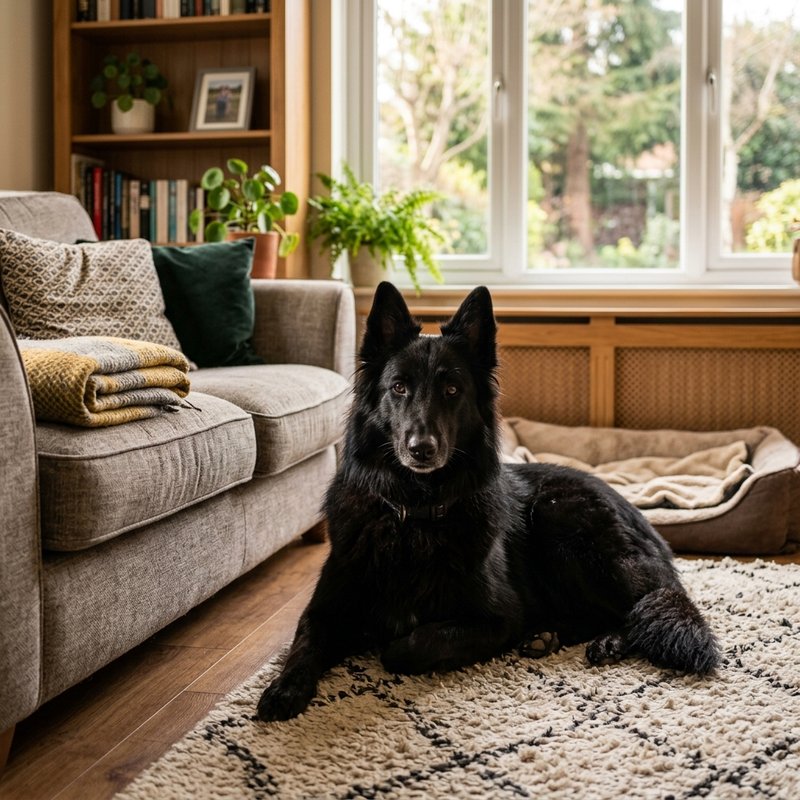 "Belgian Sheepdog at home"