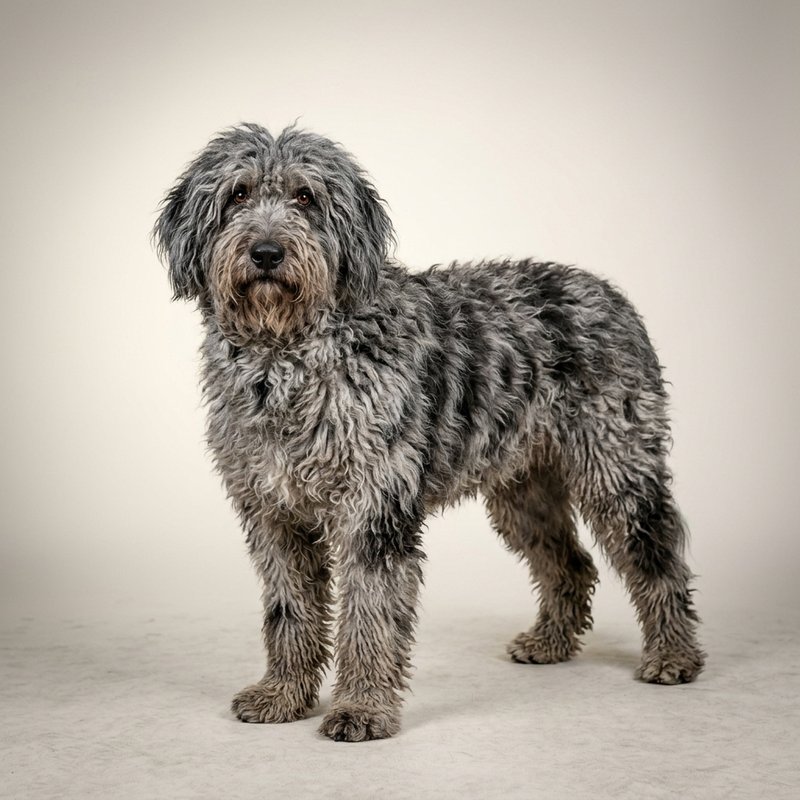"Bergamasco Sheepdog studio portrait"