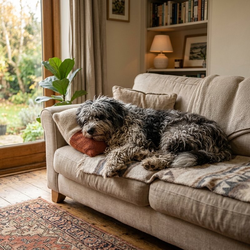 "Bergamasco Sheepdog at home"