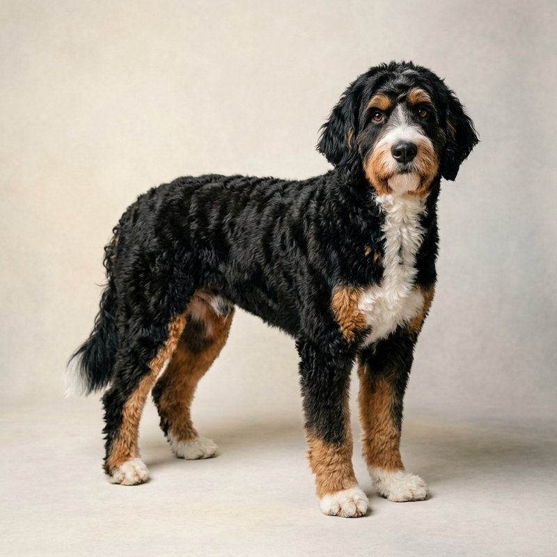 "Bernedoodle studio portrait"