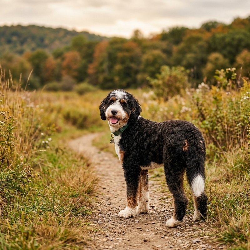 "Bernedoodle outdoors"