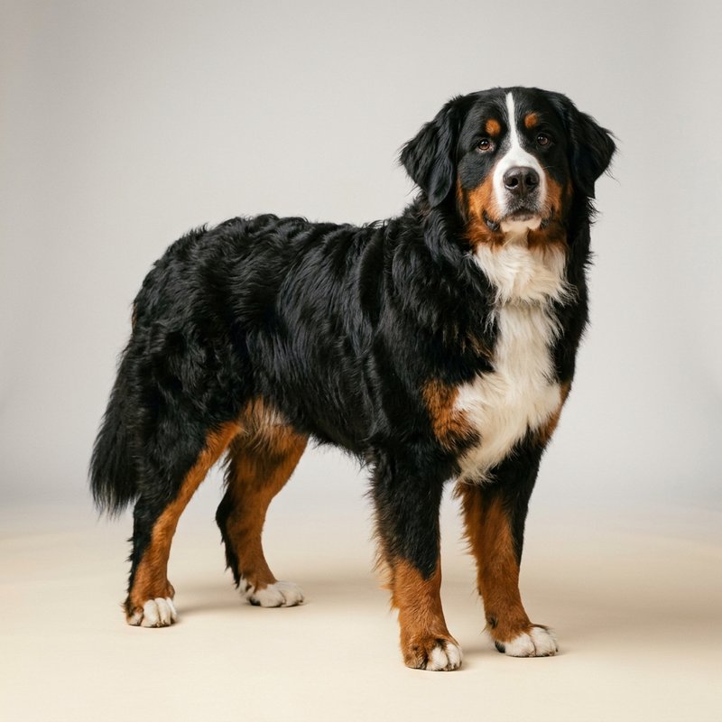 "Bernese Mountain Dog studio portrait"