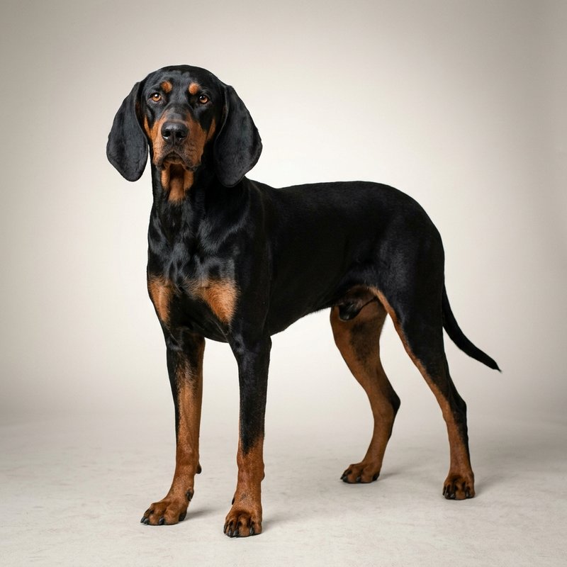 "Black And Tan Coonhound studio portrait"