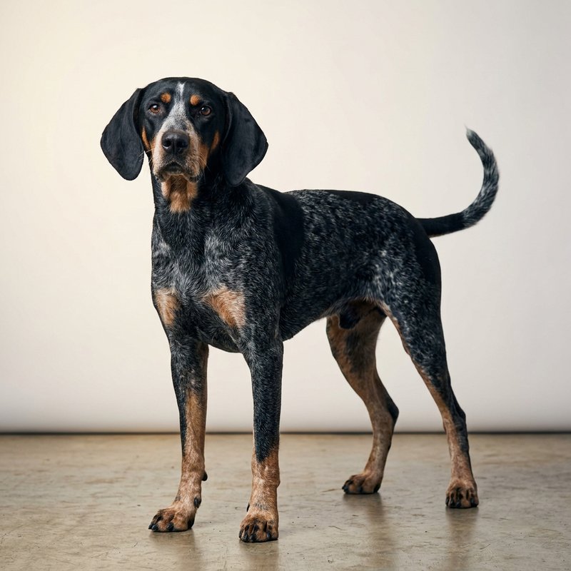 "Bluetick Coonhound studio portrait"