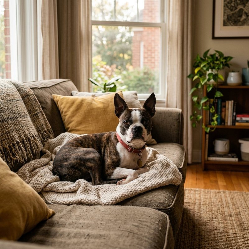"Boston Terrier at home"