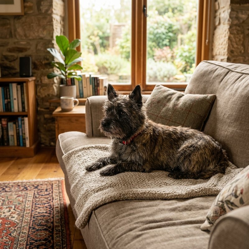 "Cairn Terrier at home"