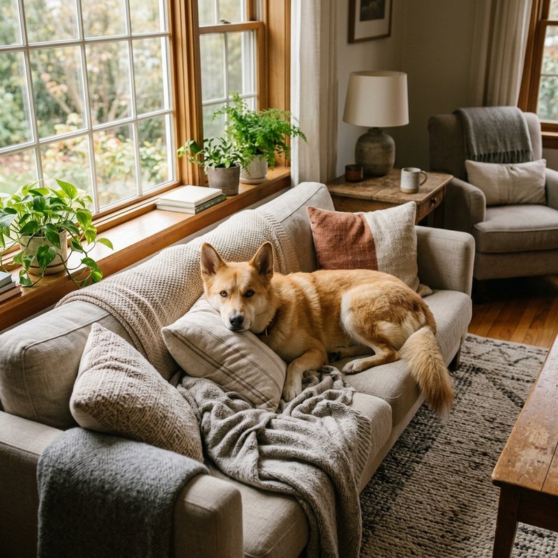 "Canaan Dog at home"