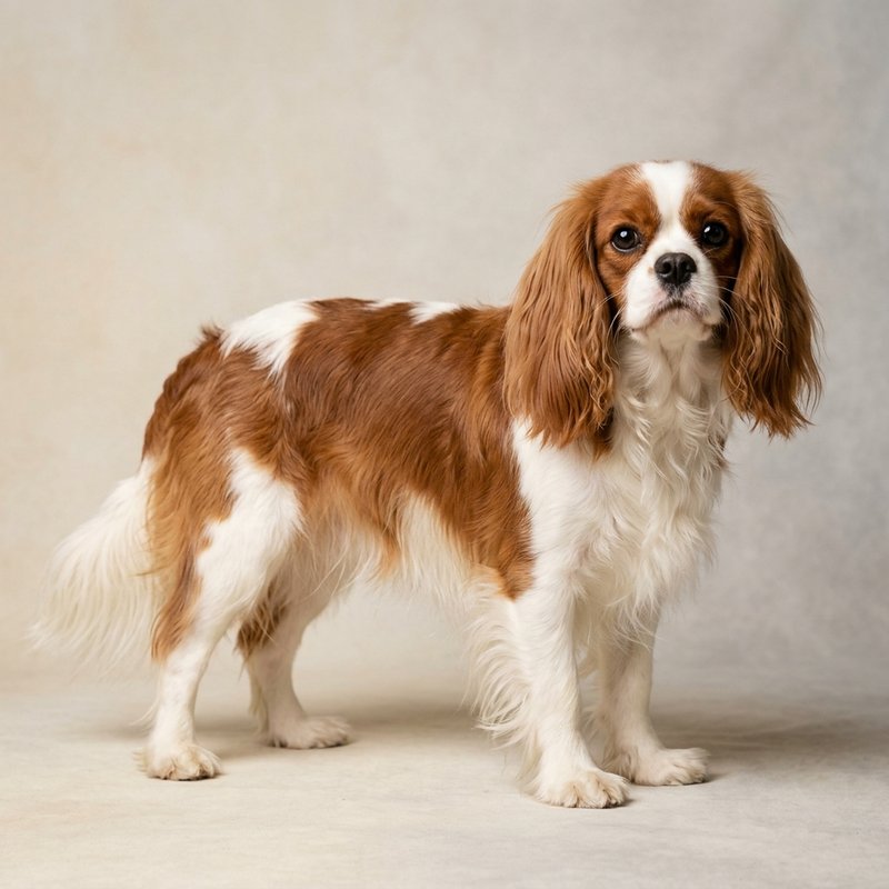 "Cavalier King Charles Spaniel studio portrait"