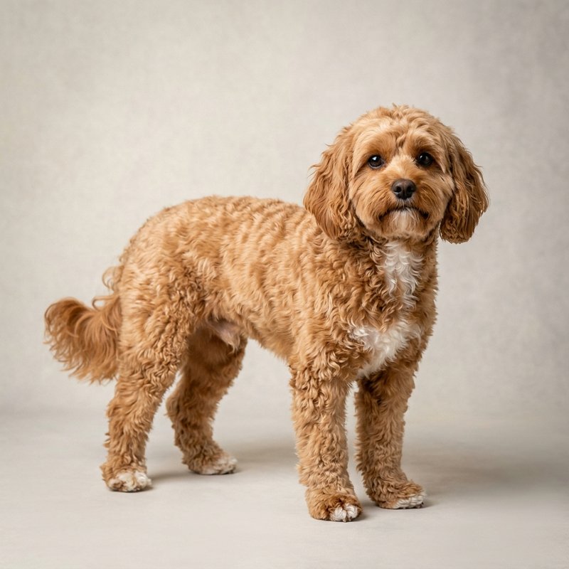 "Cavapoo studio portrait"