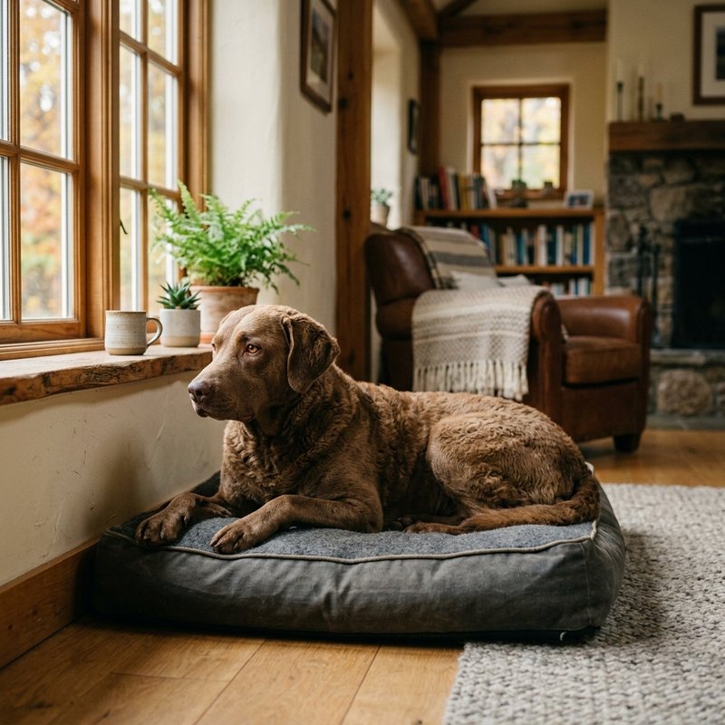 "Chesapeake Bay Retriever at home"