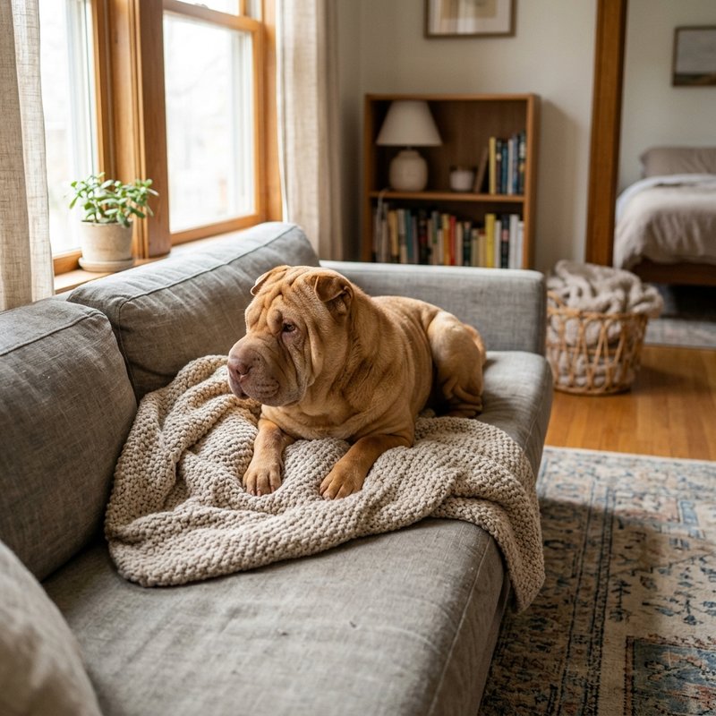 "Chinese Shar Pei at home"