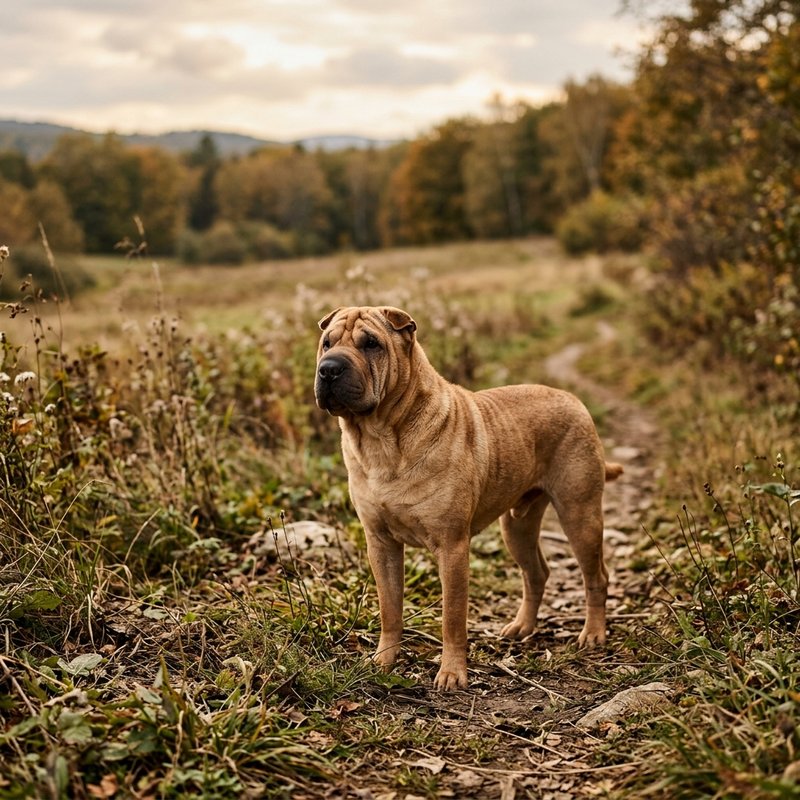 "Chinese Shar Pei outdoors"