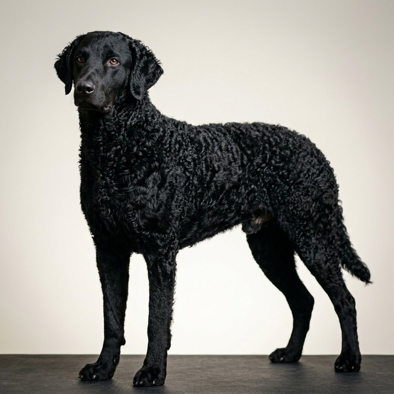"Curly Coated Retriever studio portrait"