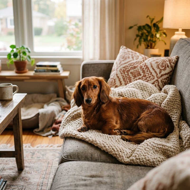 "Dachshund at home"