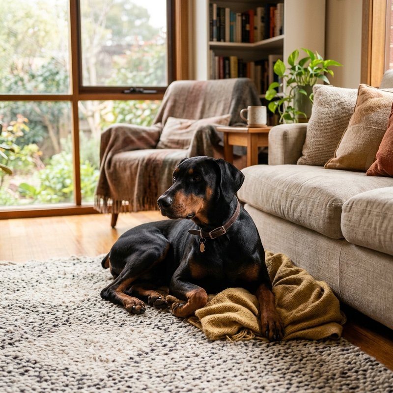 "Doberman Pinscher at home"