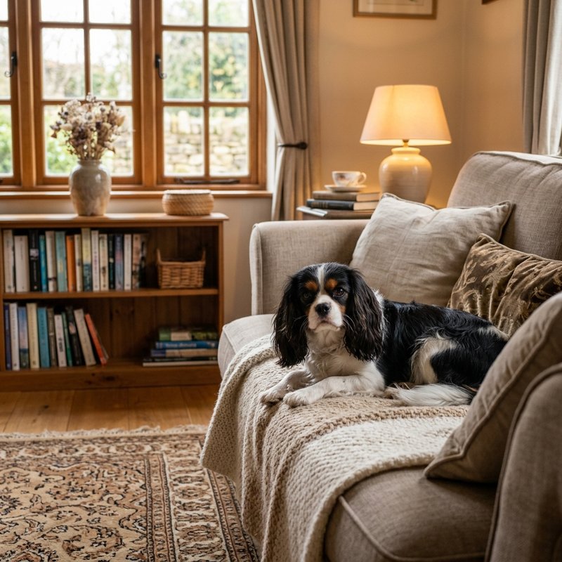 "English Toy Spaniel at home"