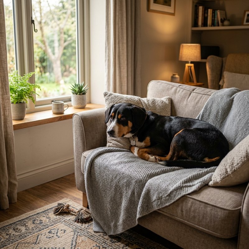 "Entlebucher Mountain Dog at home"