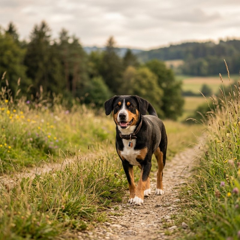 "Entlebucher Mountain Dog outdoors"