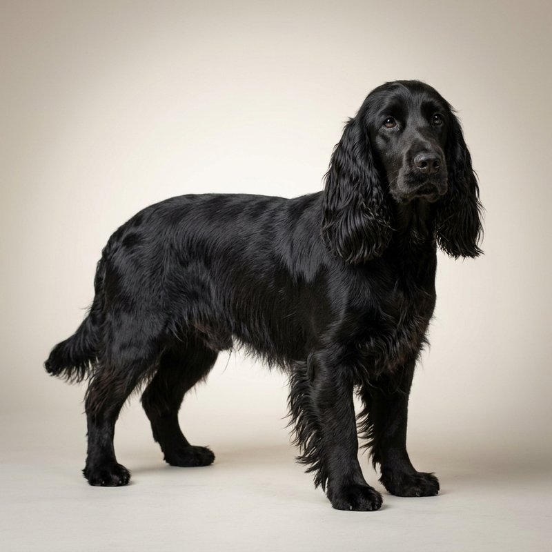 "Field Spaniel studio portrait"