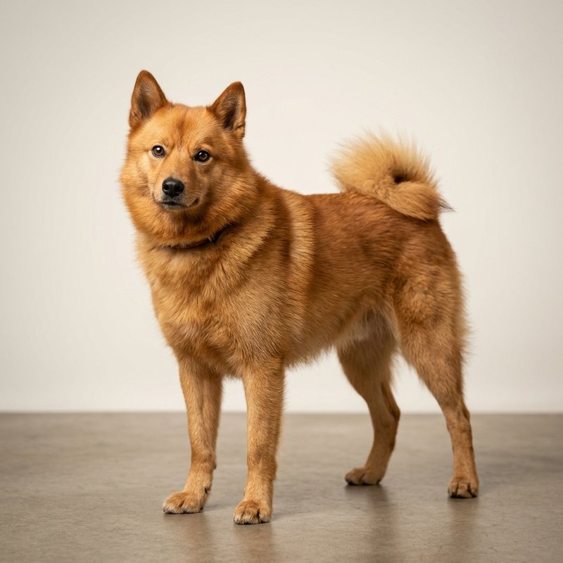 "Finnish Spitz studio portrait"