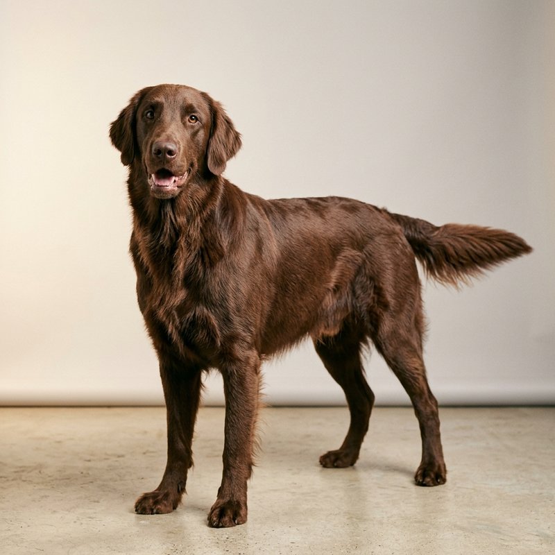 "Flat Coated Retriever studio portrait"