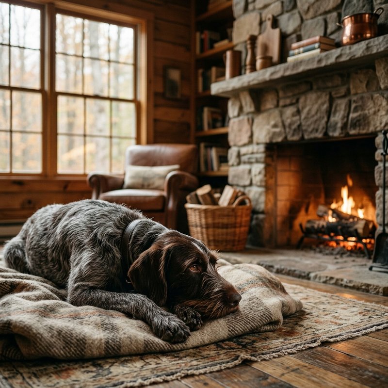 "German Wirehaired Pointer at home"