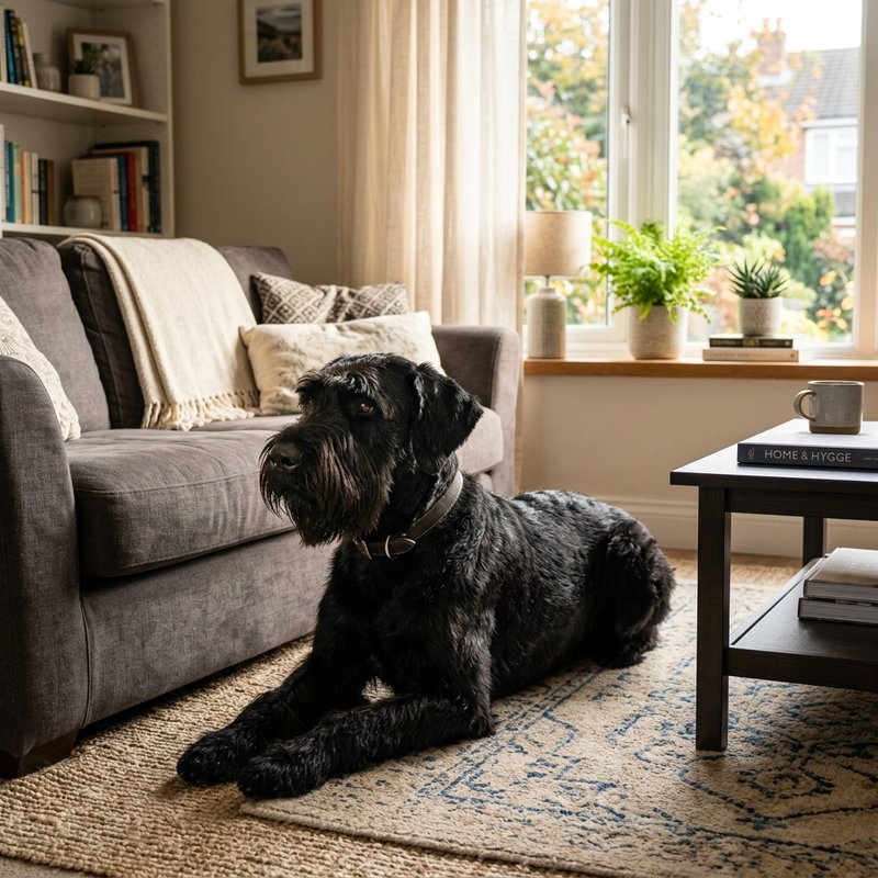 "Giant Schnauzer at home"