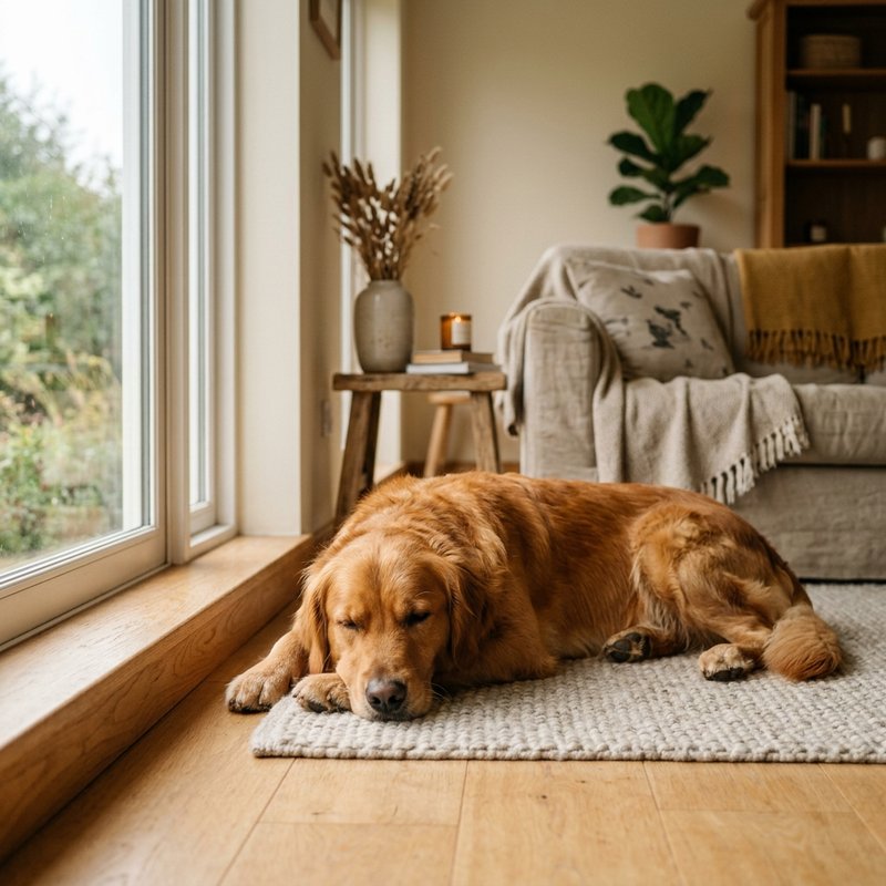"Golden Retriever at home"