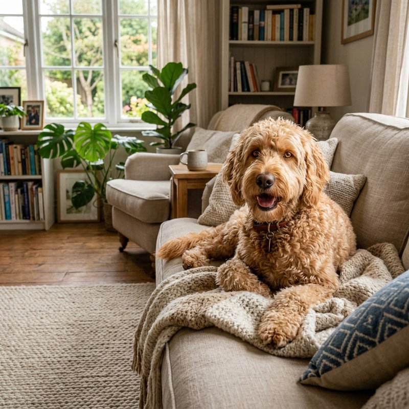 "Goldendoodle at home"