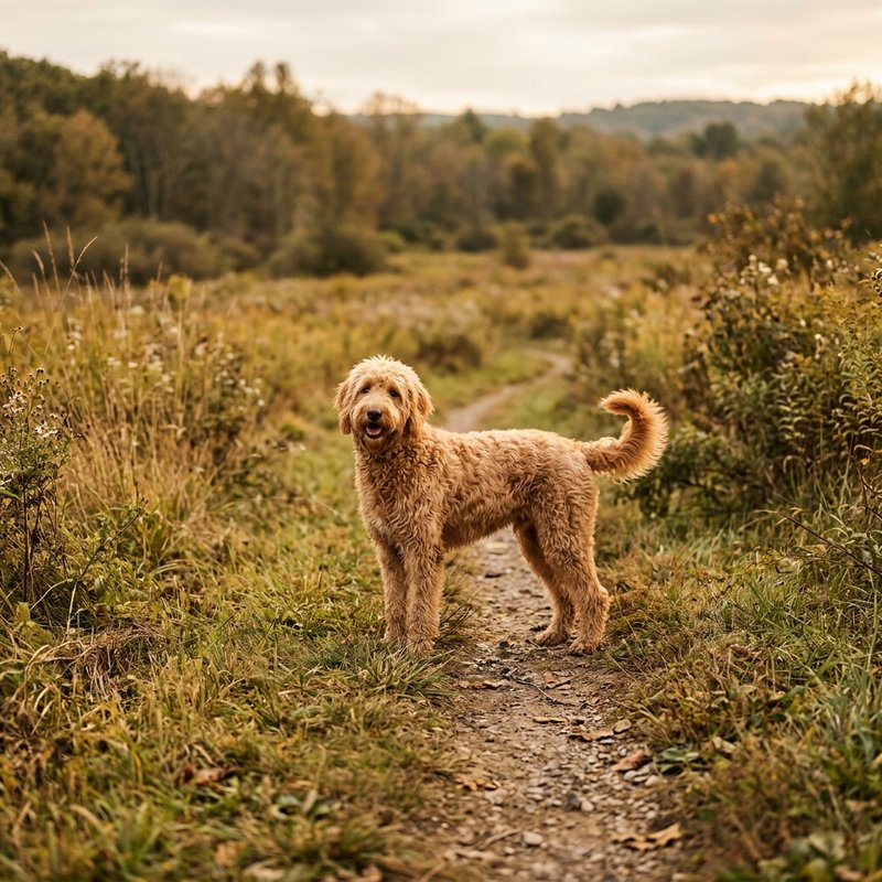 "Goldendoodle outdoors"