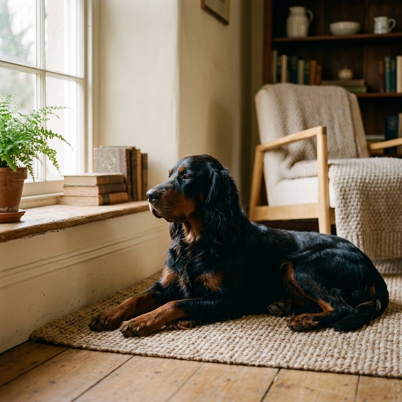 "Gordon Setter at home"