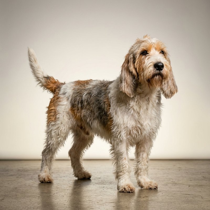 "Grand Basset Griffon Vendeen studio portrait"