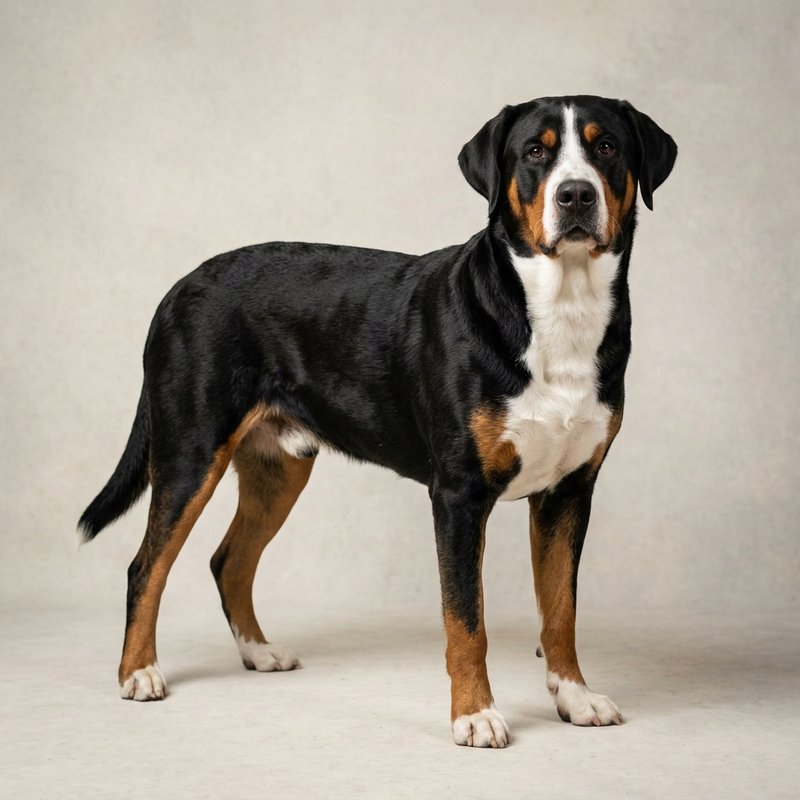 "Greater Swiss Mountain Dog studio portrait"