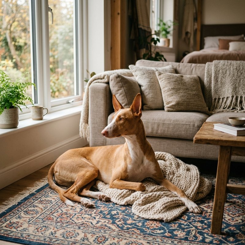 "Ibizan Hound at home"