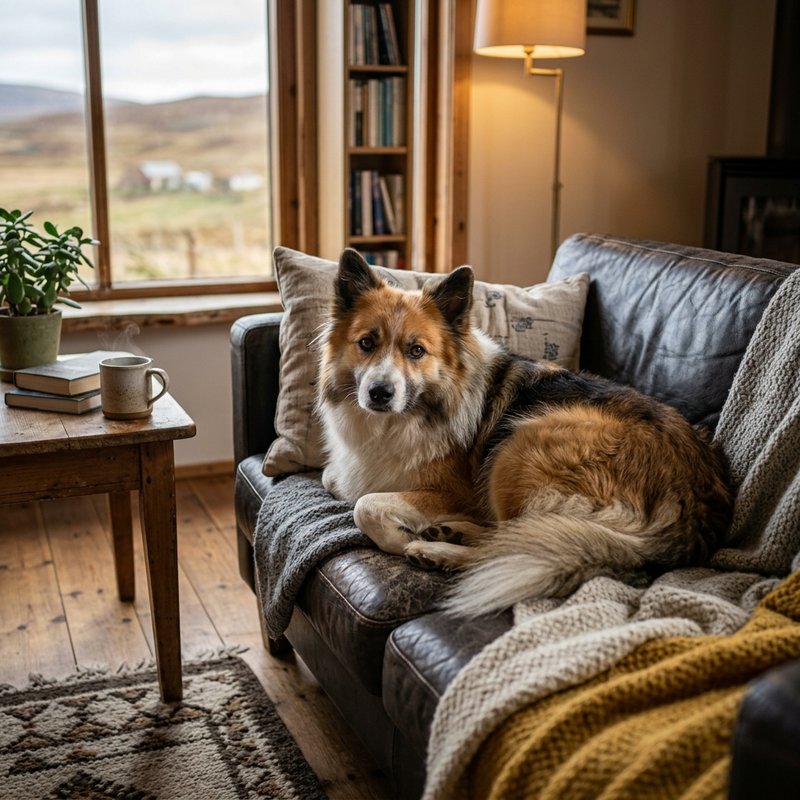 "Icelandic Sheepdog at home"